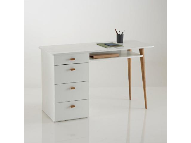 Photo Bureau avec 4 tiroirs laqué blanc bureau contemporain bureau en bois bureau scandinave bureau contem image 3/3