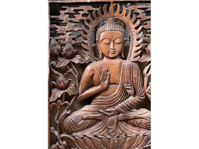 Photo Cadre en bois sculpté de Bouddha - H: 102 cm image 3/3