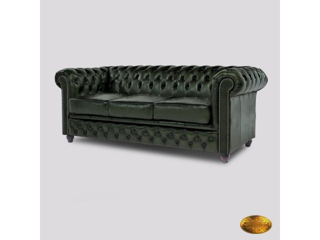 Photo Canapé Chesterfield Brighton FT 3 places Antique Vert image 3/6