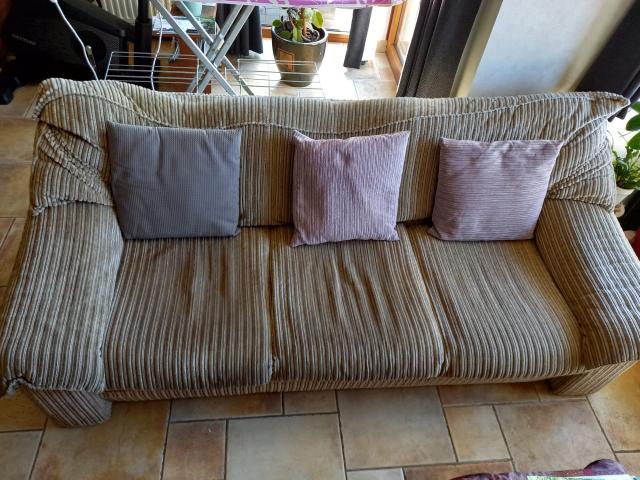 Photo canapé-lit 3 assises tissus velours côtelé beige image 3/3