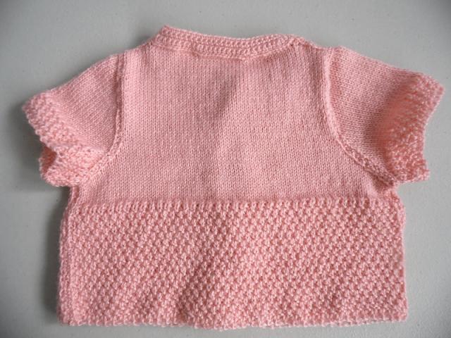 Photo cardigan rose 12 mois tricot laine bébé fait main image 3/3