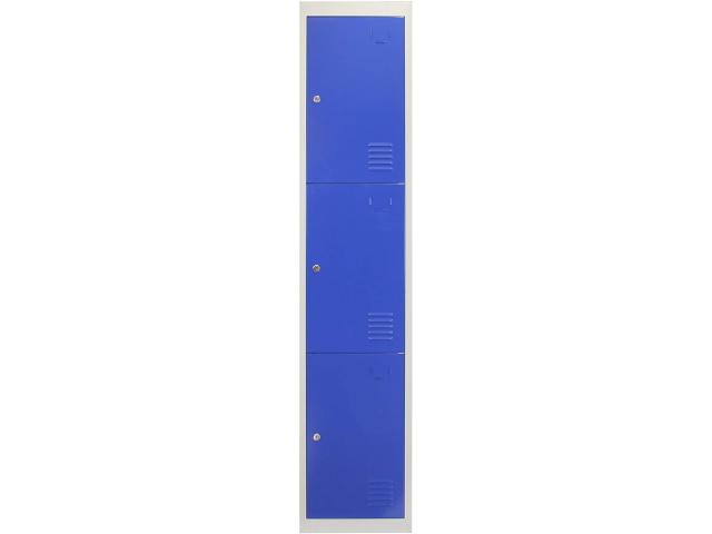 Photo Casier vestiaire bleu armoire en acier x3 vestiaire métallique casier rangement vetement casier pers image 3/4