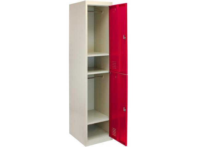 Photo Casier vestiaire rouge armoire en acier x2 vestiaire métallique casier rangement vetement casier per image 3/4