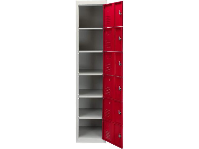 Photo Casier vestiaire rouge armoire en acier x6 vestiaire métallique casier rangement vetement casier per image 3/4