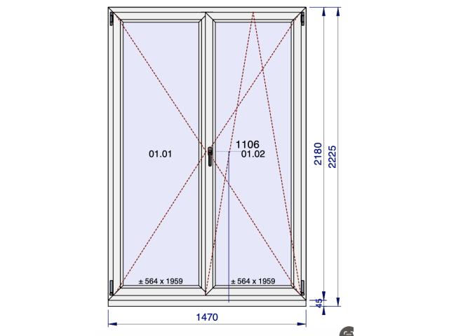 Photo Chassis Porte Fenêtre double ouvrant oscillo-battant image 3/5