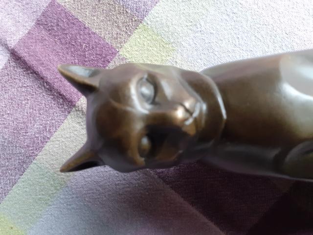 Photo CHAT ASSIS EN BRONZE SIGNE ART DECO image 3/6