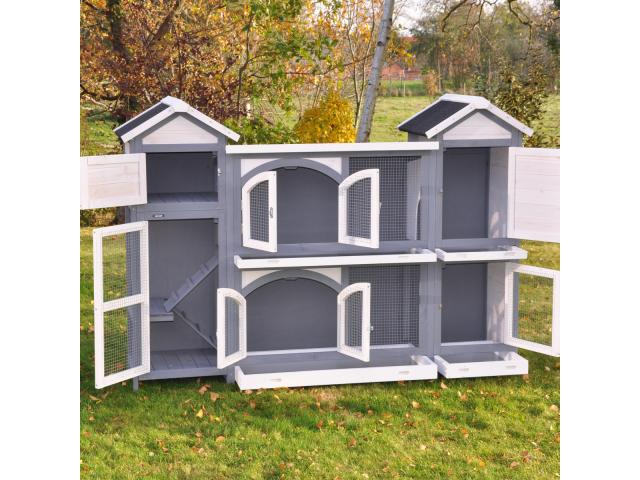 Photo Clapier Palace gris et blanc clapier double clapier lapin clapier rongeur clapier lievre clapier ham image 3/5