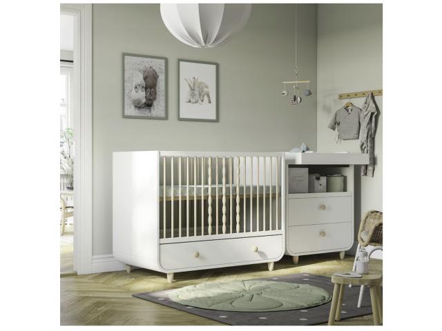 Photo COMMODE TABLE A LANGER AVEC LIT BEBE MYLLRA image 3/4