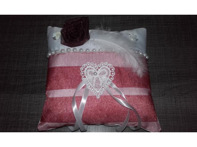 Photo Coussin d'alliance + urne neufs bordeaux et blanc image 3/3