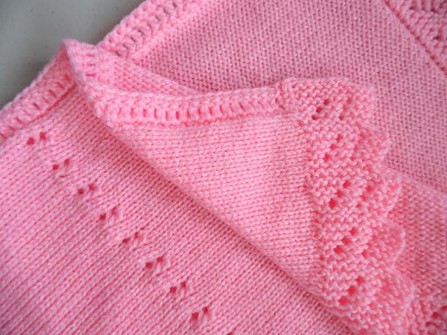 Photo couverture rose tricot laine bébé fait main image 3/6