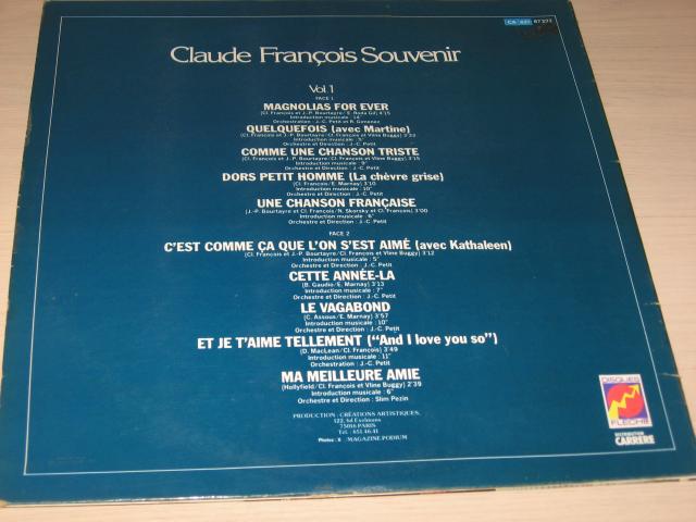 Photo Disque vinyl 33 tours claude francois Souvenir - Vol. 1 image 3/3