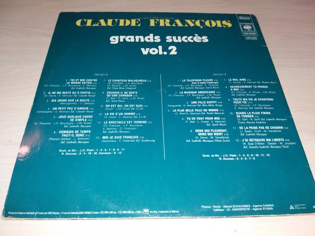 Photo Double disque vinyl 33 claude françois grands succes vol 2 image 3/3