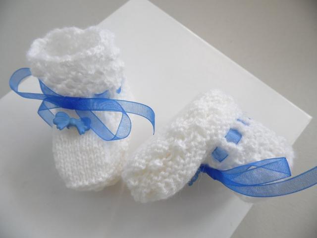 Photo Ensemble bandeau et chaussons bébé tricot laine image 3/6