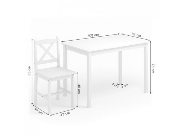 Photo Ensemble de salle à manger 4 chaises + tables blanc banc de table table a manger moderne table repas image 3/3