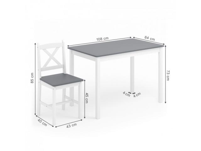 Photo Ensemble de salle à manger 4 chaises + tables blanc et gris banc de table table a manger moderne tab image 3/3