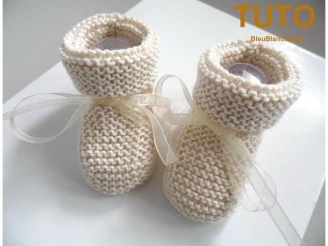 Photo Explication TUTO chaussons layette bébé tricot laine image 3/6