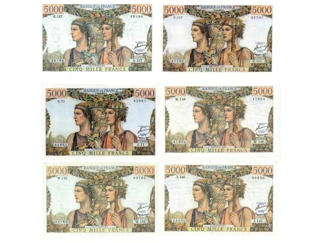 Photo F 48  LOT  DE 6 BILLETS  5000 F  TERRE MER SPL image 3/4