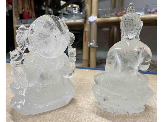 Photo Ganesh ou Bouddha en cristal de roche - H: 16 à 18 cm image 3/4