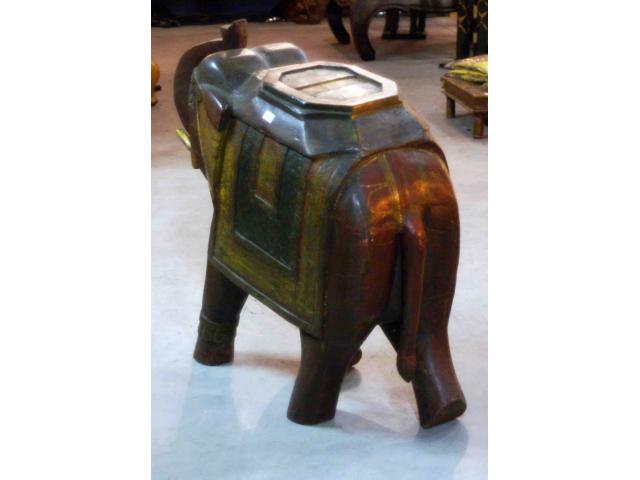 Photo grand éléphant en bois peint - H: 61 cm image 3/4
