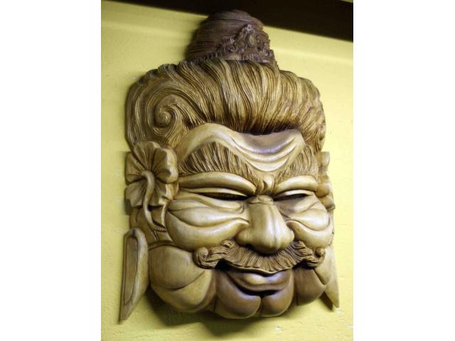 Photo Grand visage en bois - H: 60 cm image 3/4