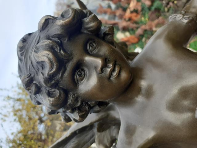 Photo GRANDE STATUE CUPIDON EN BRONZE SIGNE A MOREAU image 3/6