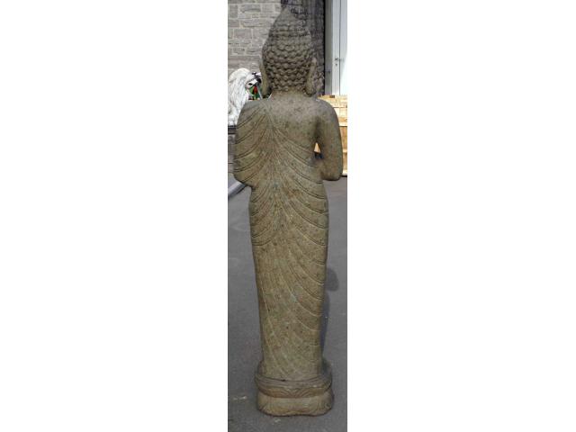 Photo Grande statue de Bouddha debout en pierre de lave - H: 151 cm image 3/4
