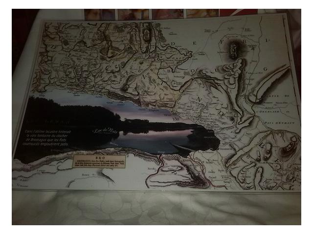 Photo Gravure ancienne du Lac Léman, plastifiée avec 1 message inscrit. image 3/3