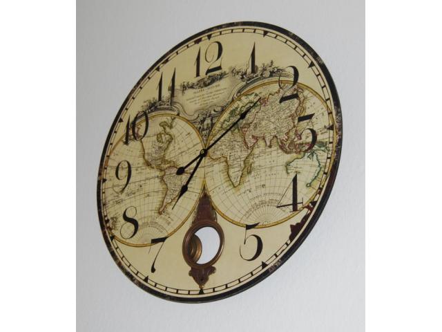 Photo Horloge Murale modèle Vintage, sur fond du Globe Terrestre d'autrefois. image 3/5