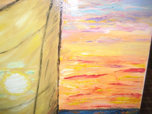 Photo HUILE SUR TOILE " retour de peche en pirogue" image 3/6