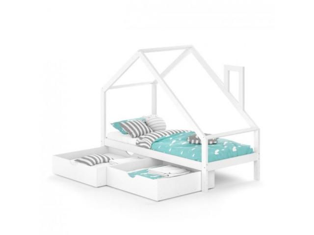 Photo Lit montessori blanc avec 2 tiroirs pour enfant 90x200 cm lit enfant lit fille lit gacon image 3/3