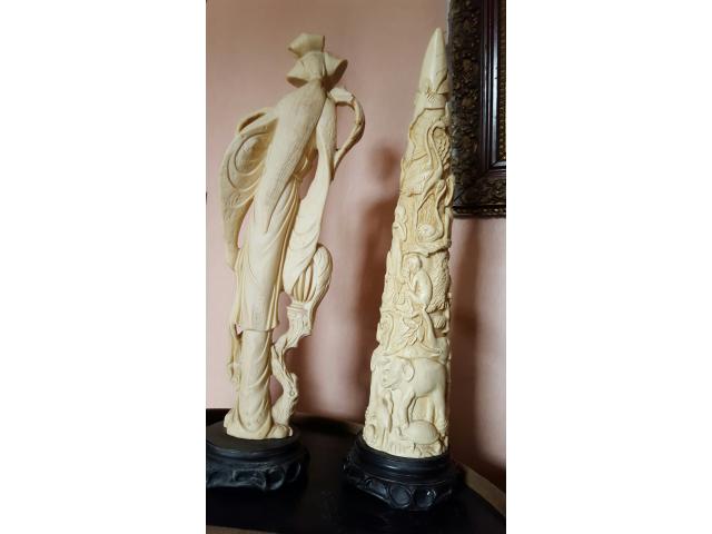 Photo lot de 3 sculptures imitation ivoire image 3/6