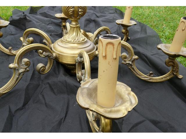 Photo Lustre en laiton massif + 2 appliques image 3/4