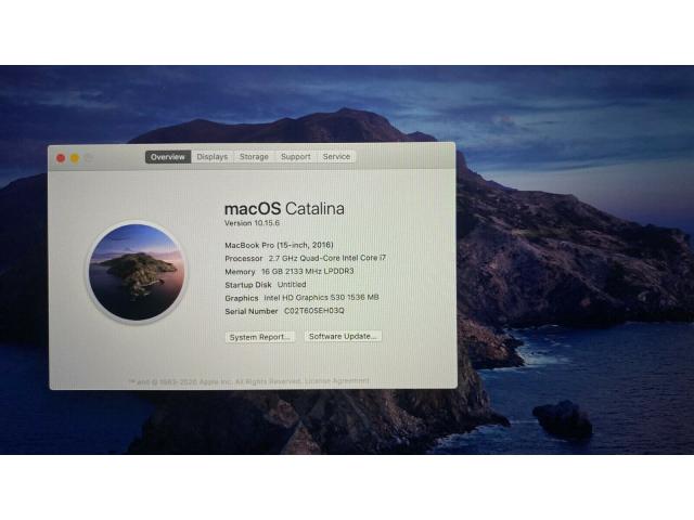 Photo Macbook Pro 15,4" Quad-Core Intel Core i7 à 2,7 GHz Ram 16gb 512 SSD avec écran Retina image 3/3