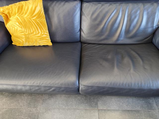 Photo Magnifique salon en cuir bleu marine image 3/4