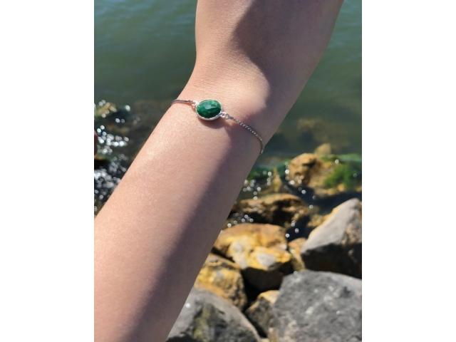 Photo NaturesGems Bracelet Gemstone Emerald Emerald Jewel SIlver Plated image 3/4