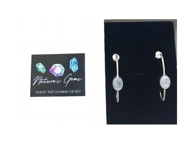 Photo Naturesgems Earrings Gemstone 925 Sterling 100% Silver Hoops image 3/3