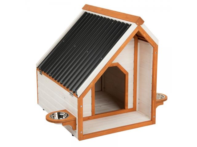 Photo Niche moderne toit PVC (2 tailles) niche en bois niche chien niche chat abri chien abri chat niche d image 3/4