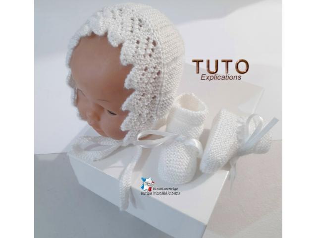 Photo Patron tricot bb, brassière, béguin, chaussons à tricoter, tuto image 3/6