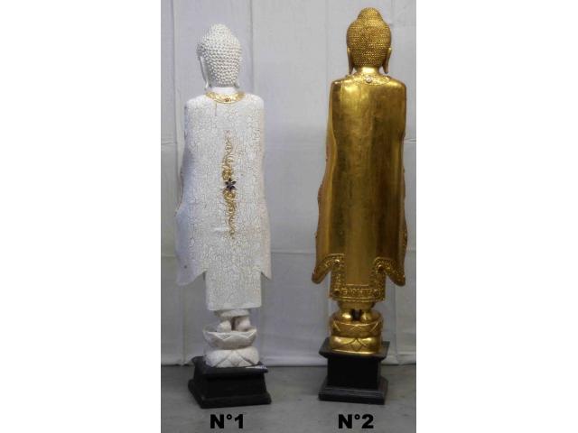 Photo Petite statue de Bouddha debout en bois - H: 114 ou 118 cm image 3/4