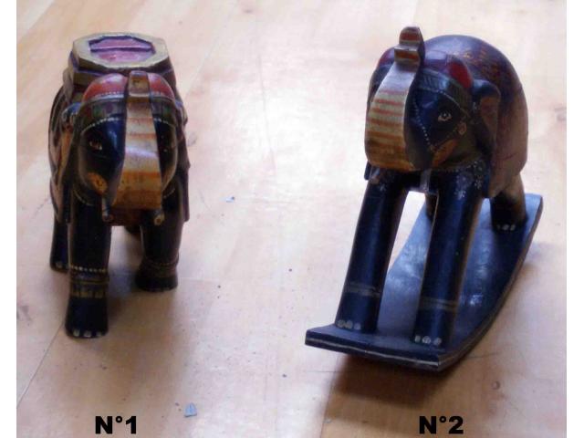 Photo petite statue éléphant en bois - H: 20 ou 23 cm image 3/4