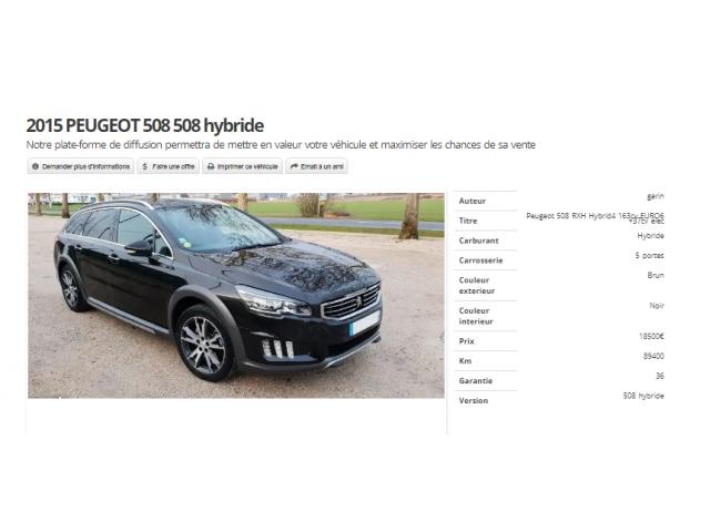 Photo Peugeot 508 RXH Hybrid4 163cv EURO6 +37cv élec image 3/5