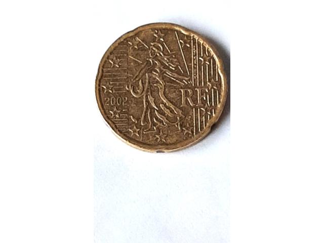 Photo Pièce de 20 centimes RF. 2002 . La semeuse fauté image 3/4