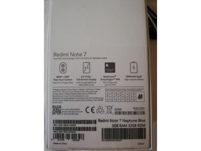 Photo Smartphone xiaomi redmi note 7 Neptune Blue - double sim - 3 go ram - 32go disque dur. image 3/6