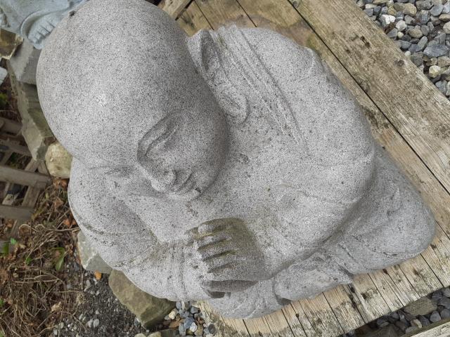 Photo SUPERBE HAPPY BOUDDHA A LA PRIERE EN PIERRE BLEUE image 3/6