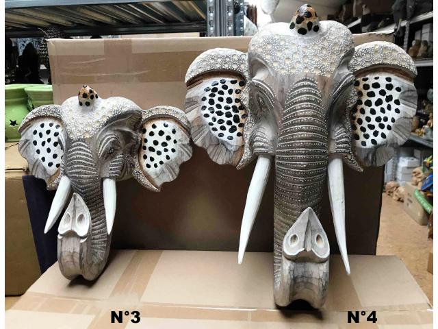 Photo Tête d'éléphant en bois - H : 29 ou 39 cm image 3/3