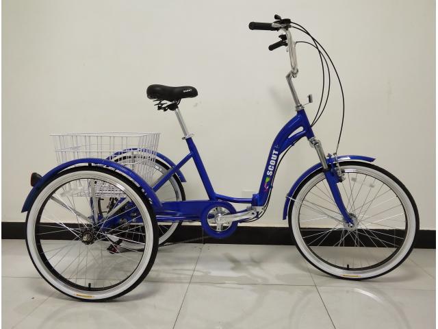 Photo Tricycle pour adultes, cadre pliant, roues de 24 pouces, engrenages shimano à 6 vitesses, SCOUT, tri image 3/6