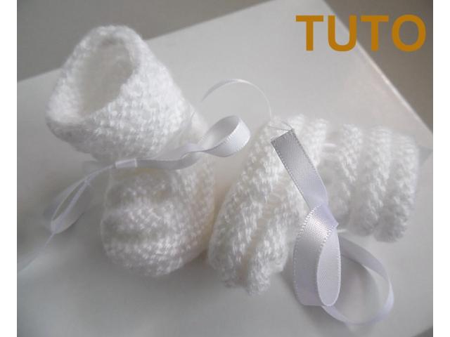 Photo TUTORIEL explications chaussons layette bébé tricot laine image 3/6