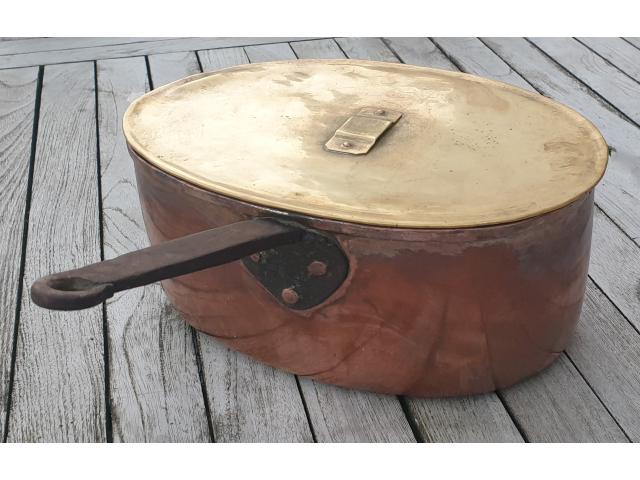 Photo XIXe - lot cuivre: Daubière, casserole, poêlon et poele image 3/5