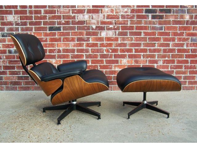 Photo 2000 Herman Miller Eames 670/671 fauteuil et ottoman - cuir noir noyer image 4/4