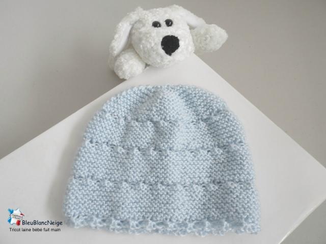 Photo Brassière, bonnet, chaussons, tricot bébé, bleu azur image 4/5